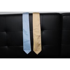 Tommy Hilfiger Tie 2-Pack – Light Blue & Gold – Classic Neckties – 100% Silk